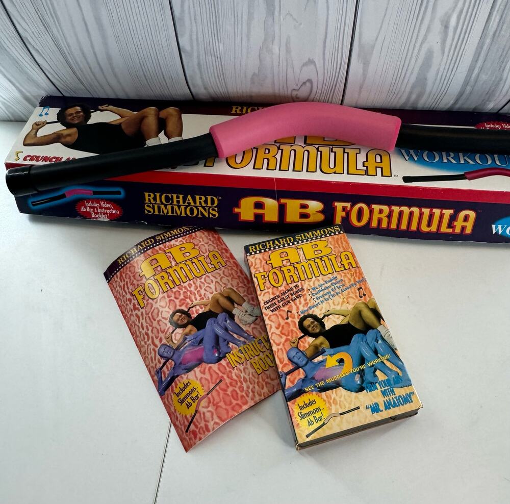 VTG 1997 Richard Simmons Ab Formula Video Workout VHS Booklet and AB Bar